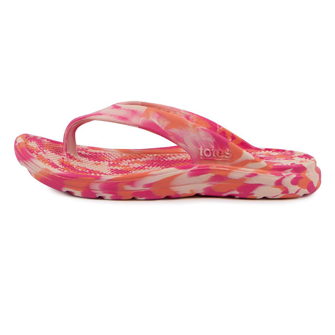 totes® SOLBOUNCE  Ladies Toe Post Pink Tie Dye Extra Image 3